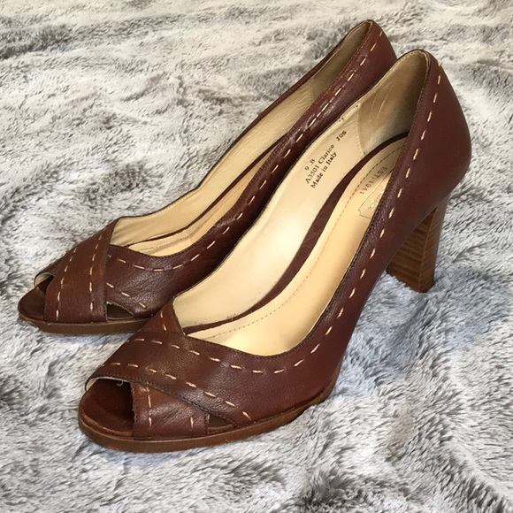 Vintage Y2K Coach leather peep-toe heels sz 9.0 - Picture 1 of 6